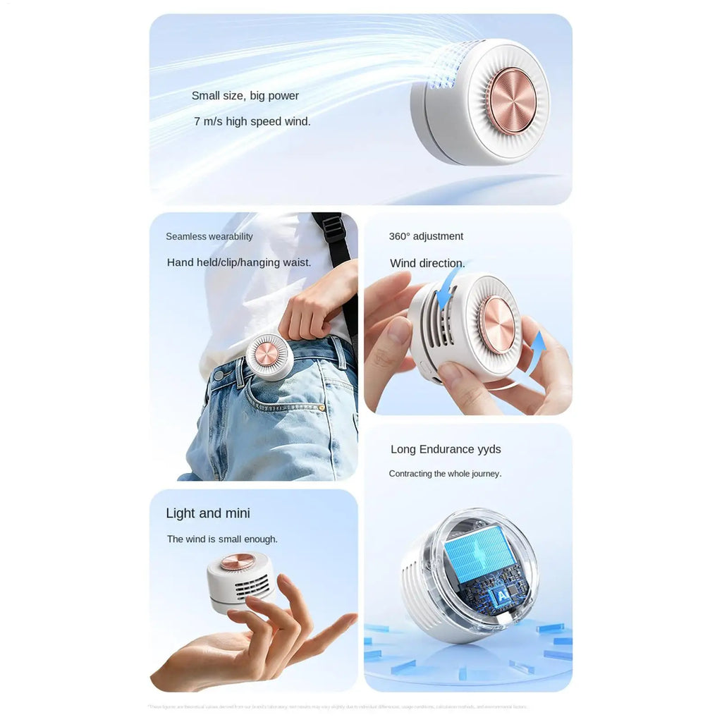 Portable Clip-On Fan – 360° Rechargeable USB Mini Desk Fan Clip-On Mini Fan Axl