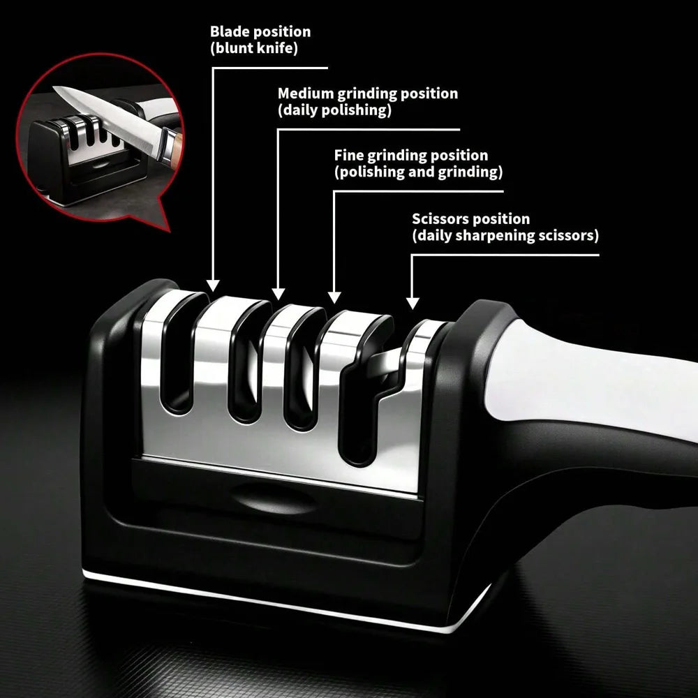 4-Stage Manual Knife Sharpener – Pro Chef Kitchen Tool Knife Sharpener Axl