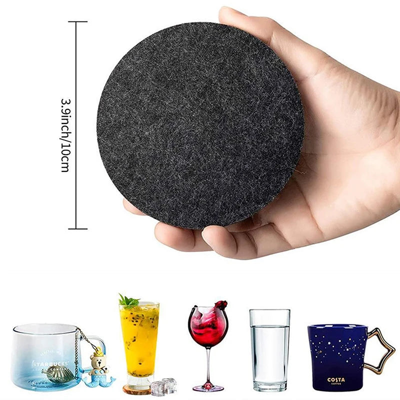 10-Pack Round Felt Coasters – Heat-Resistant Table Protectors Felt Coasters Set Axl