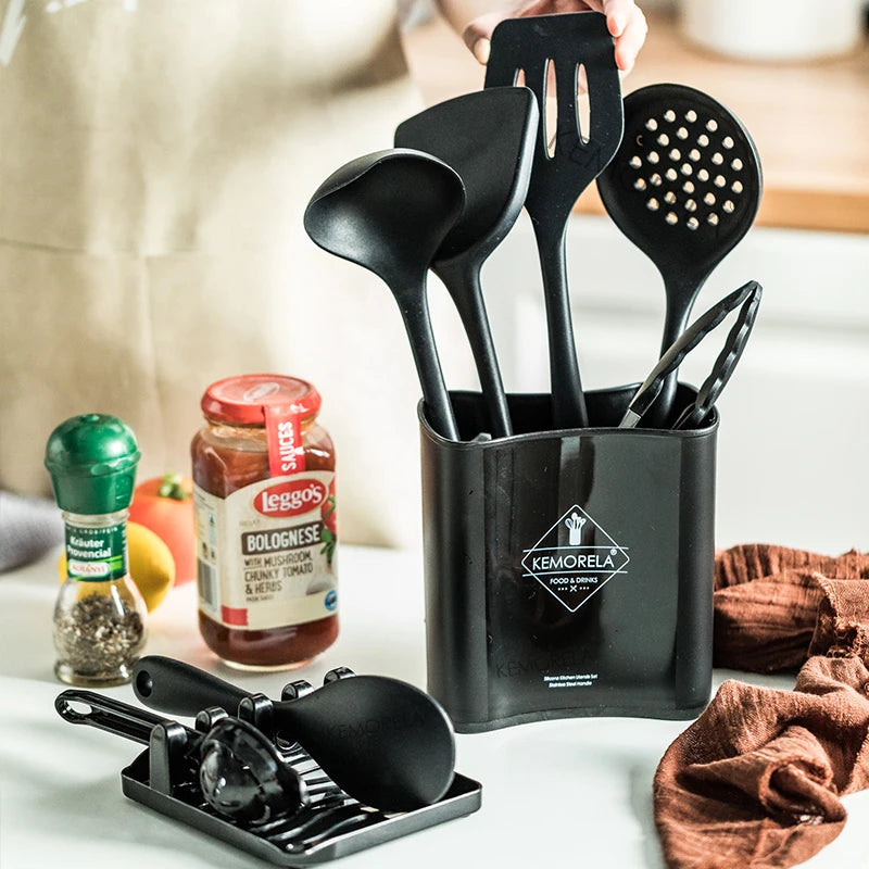 KEMORELA 9-Piece Silicone Kitchen Utensil Set | Non-Stick Silicone Utensil Set Axl