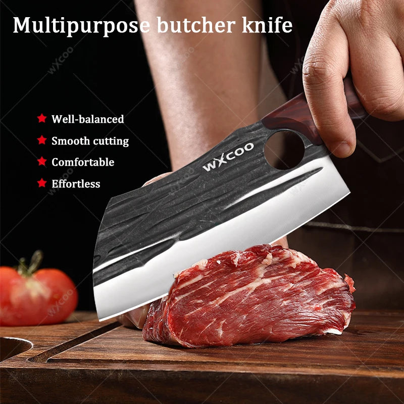Forged Stainless Steel Meat Cleaver & Japanese Chef Knife Kitchen Knife Set Axl