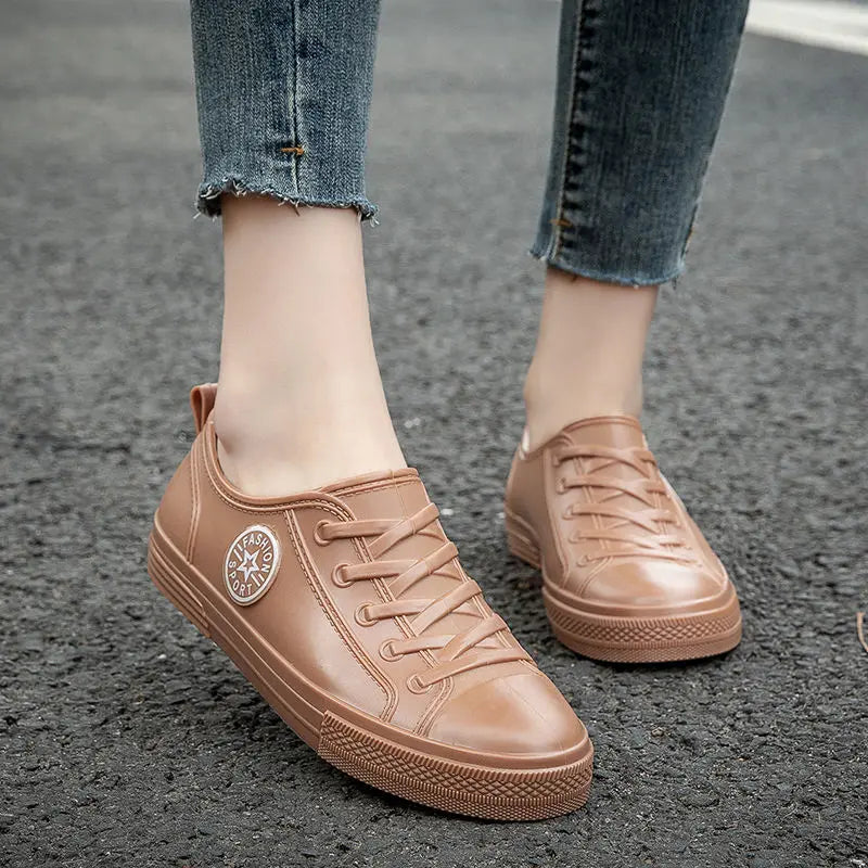 Women's Waterproof Ankle Rain Boots – Slip-On PVC Galoshes Women's Rain Boots Axl Brown (low top) CN 41