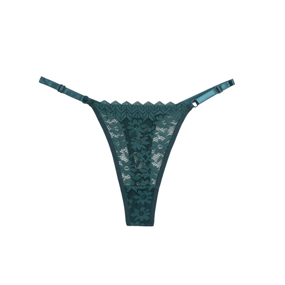 Women's Low-Rise Lace Thong Panties – Soft Traceless Briefs Lace Thong Panties Axl Green M 1pc-1pc-