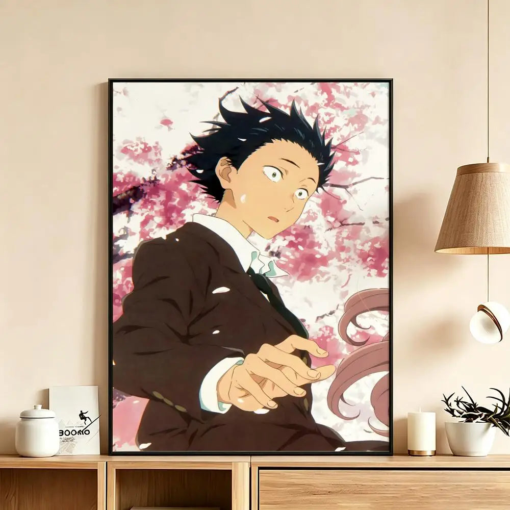 Anime A Silent Voice HD Poster – Waterproof Wall Art Decor Anime Wall Poster Axl White16 50X70cmNoframe