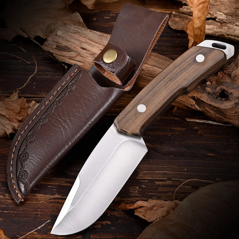 Stainless Steel Fruit Knife with Sandalwood Handle & Cover Kitchen Fruit Knife Axl 1pcs
