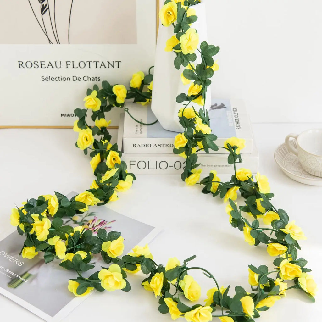 Rose Artificial Flower Vine Garland – Silk Wedding & Home Decor Artificial Flower Garland Axl