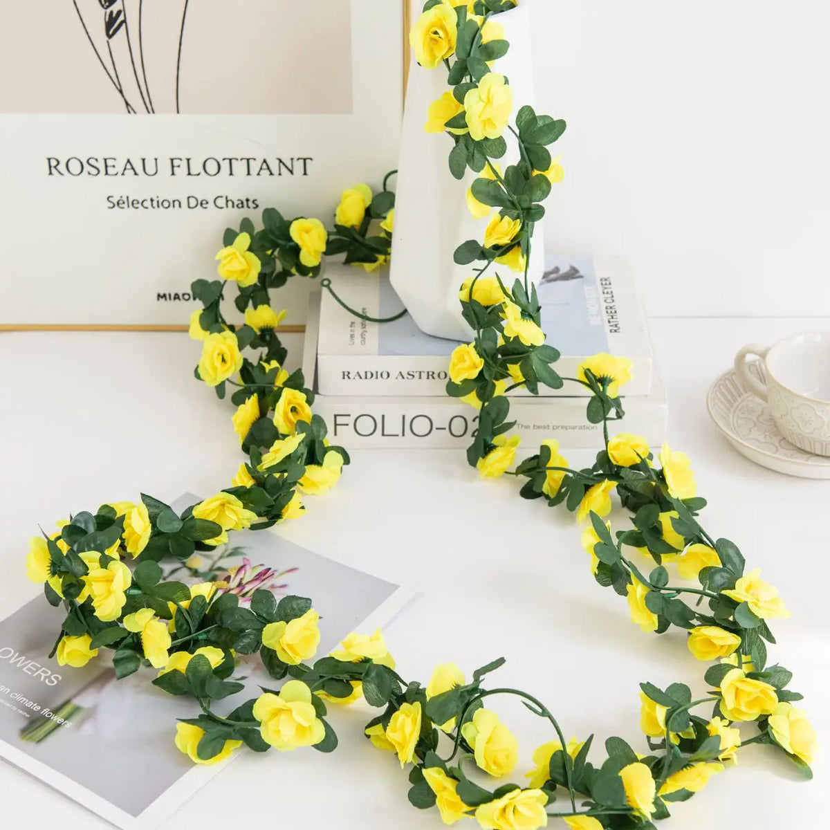 Rose Artificial Flower Vine Garland – Silk Wedding & Home Decor Artificial Flower Garland Axl
