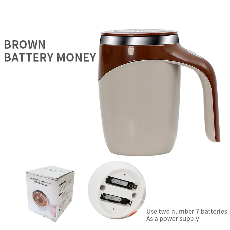 Electric Self-Stirring Mug – Battery Powered Coffee Mixing Cup Electric Stirring Mug Axl brown