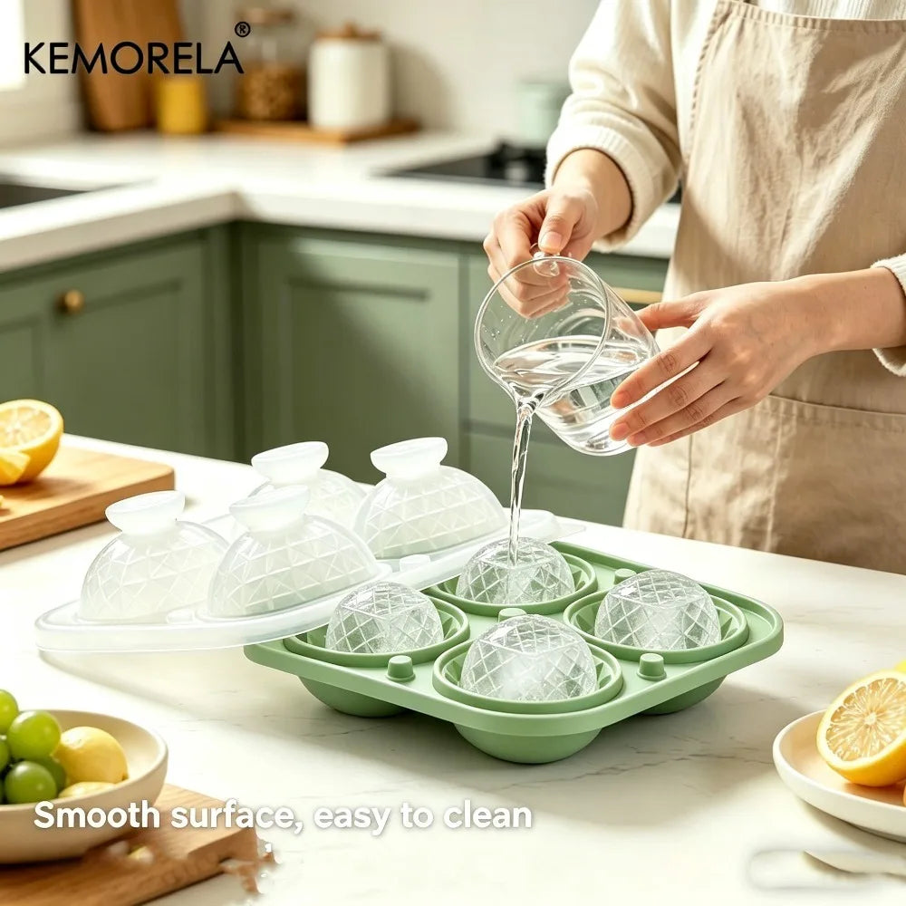 3D Silicone Sphere Ice Ball Mold with Funnel | Cocktail & Whiskey Sphere Ice Ball Mold Axl Green