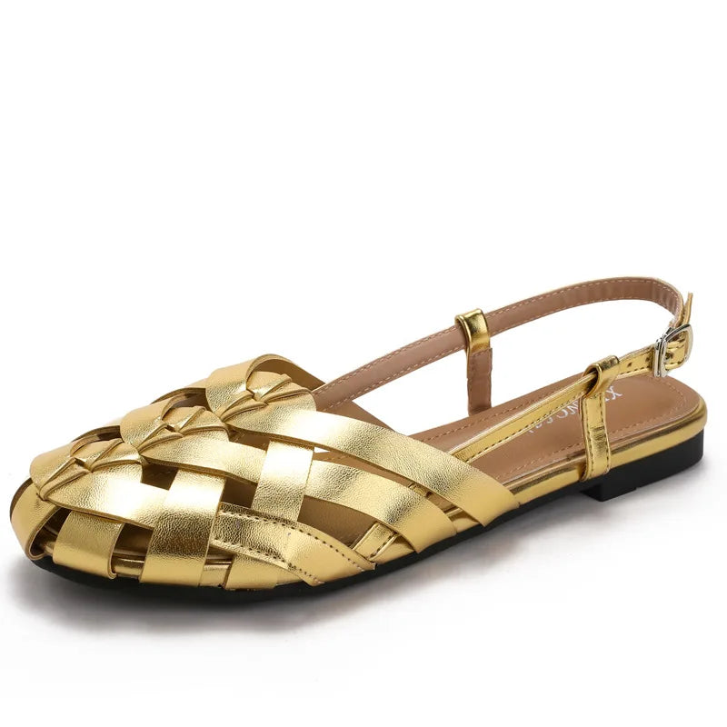 Women's Woven Roman Slingback Sandals – Elegant Summer Shoes Women's Sandals Axl gold 38