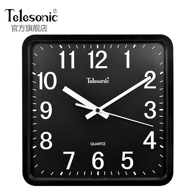 Modern Square Silent Wall Clock – 14" Large Living Room Decor Silent Wall Clock Axl Black 9 Inch