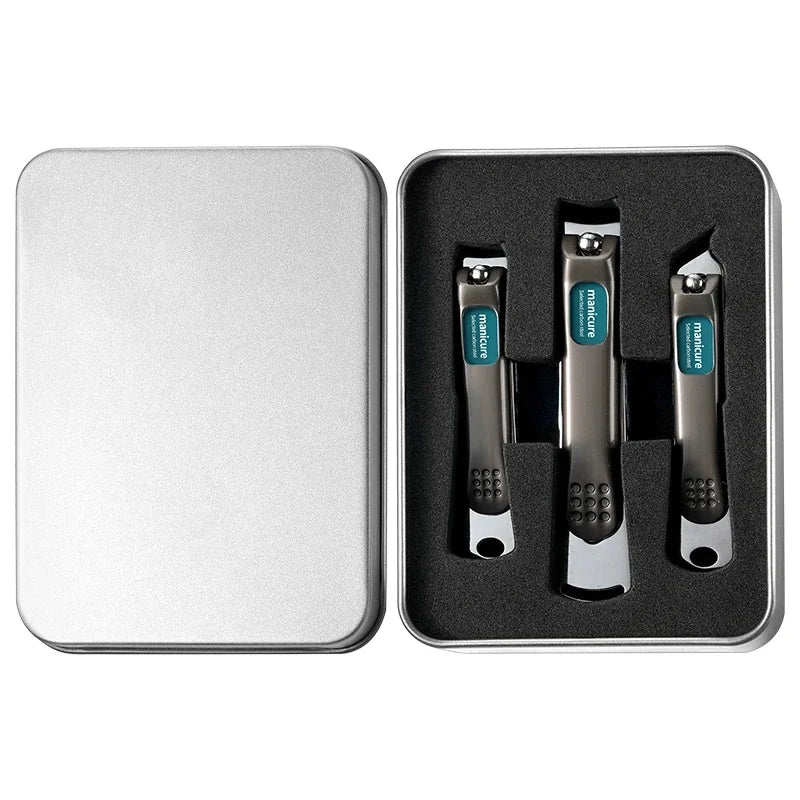 Stainless Steel Nail Clipper Set – Anti-Splash Manicure Kit Nail Clipper Set Axl Black 3pcs box