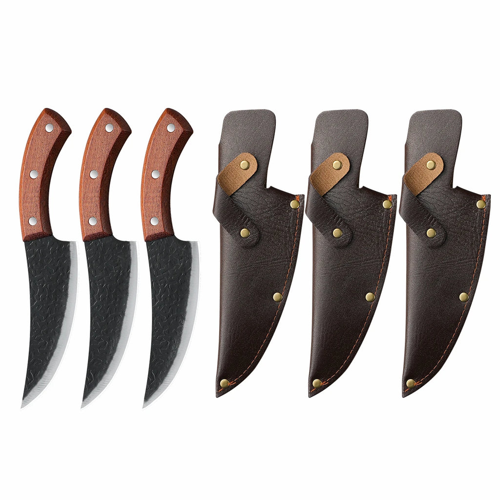 Handmade Forged Chef Knife Set – Butcher, Boning & Cleaver Kitchen Knife Set Axl 3PCS