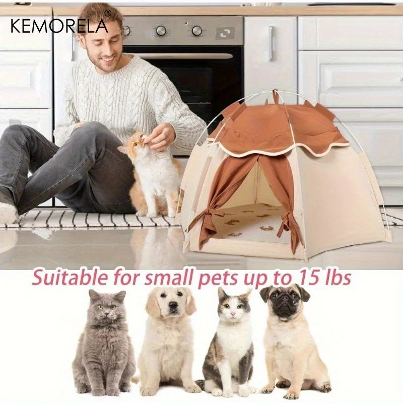 KEMORELA Large Semi-Enclosed Cat Bed | Retro Pet Tent Semi-Enclosed Cat Bed Axl