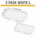 2-Pack Silicone Soap Dish Self-Draining Holder & Sponge Tray Soap Dish Set Axl 2 PACK WHITE-L