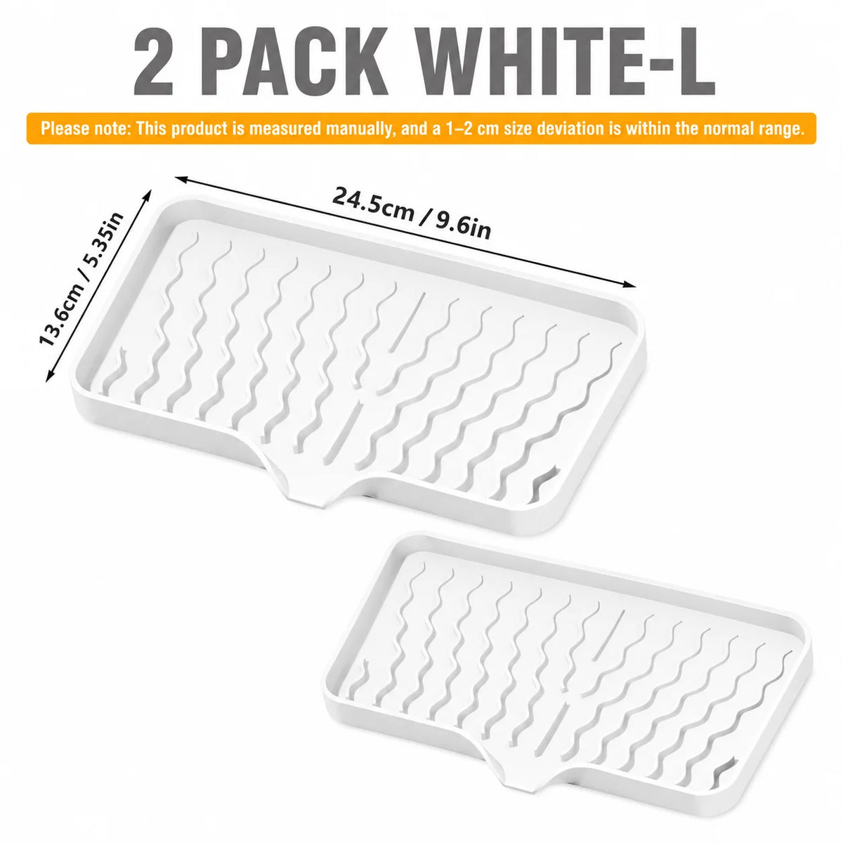 2-Pack Silicone Soap Dish Self-Draining Holder & Sponge Tray Soap Dish Set Axl 2 PACK WHITE-L