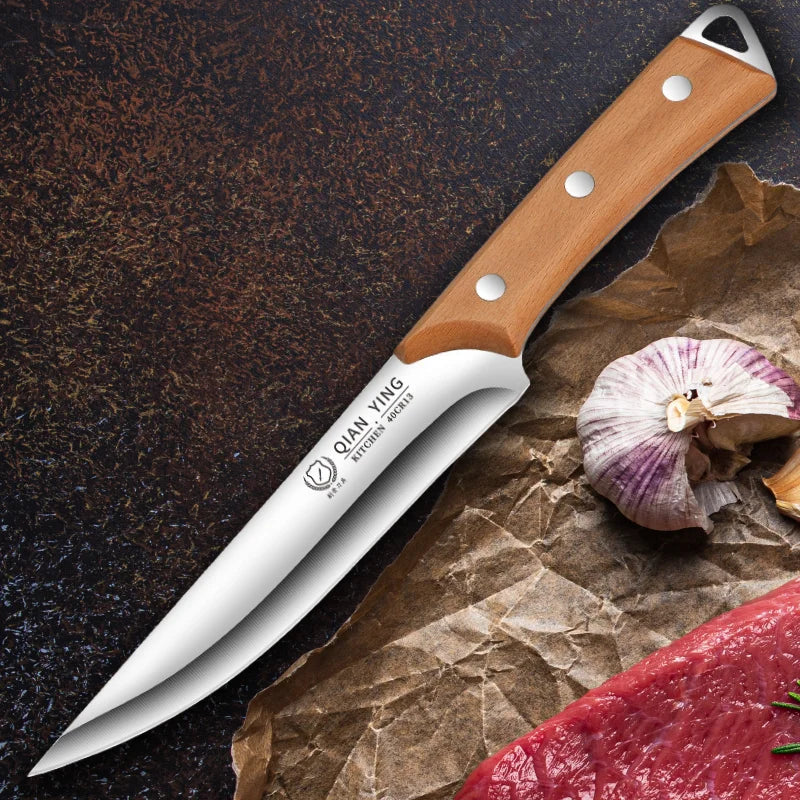 Stainless Steel Fillet & Boning Knife – Wooden Handle Chef Knife Kitchen Fillet Knife Axl