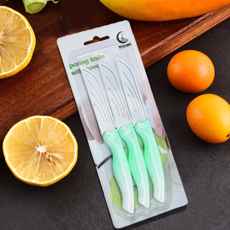 Gradient 4-Color Paring Knife Set with Blade Sleeves Paring Knife Set Axl 1pcs B