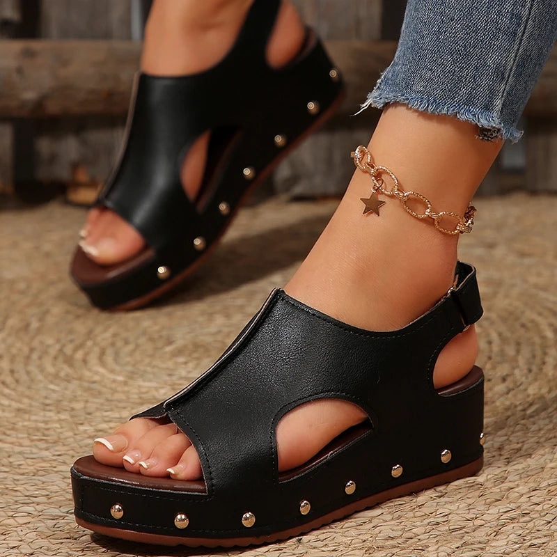 HAJINK Women's Platform Wedge Sandals – Summer Buckle Strap Platform Wedge Sandals Axl