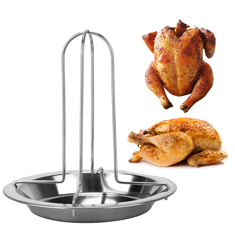 Vertical Chicken Roaster Rack – Stainless Steel BBQ & Oven Chicken Roaster Rack Axl Silver