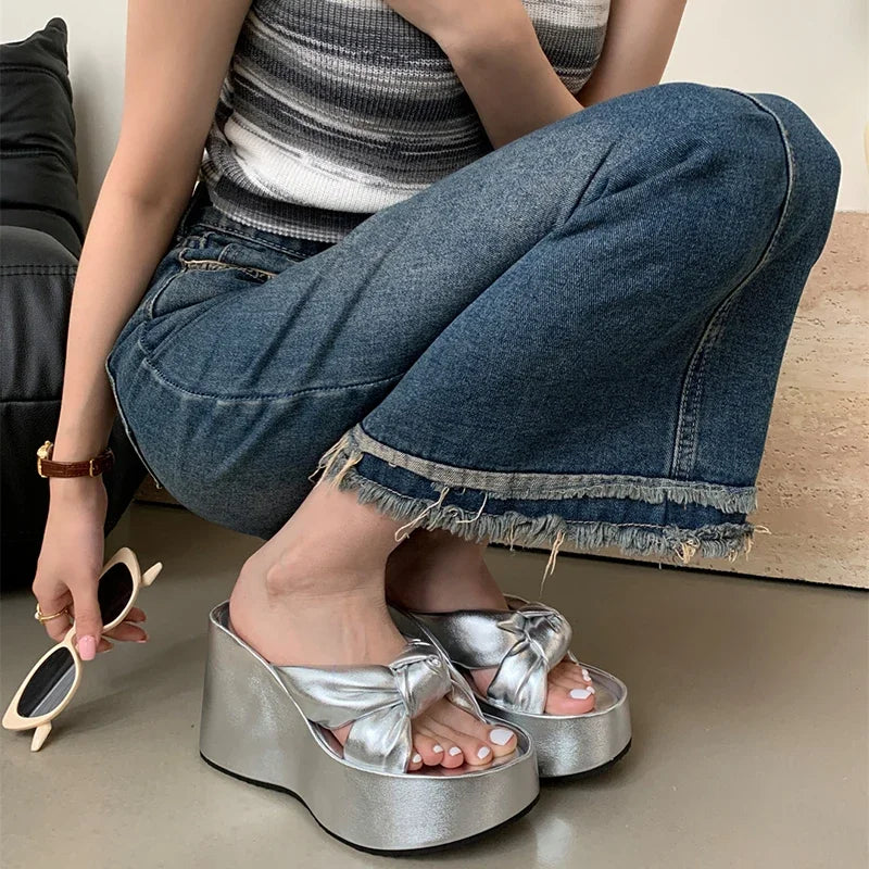 Women's Wedge Platform Slides – Summer Beach Sandals Wedge Platform Slides Axl