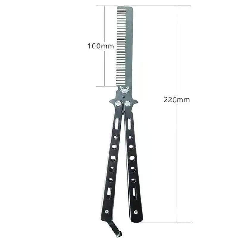 Butterfly Knife Comb – Foldable Stainless Steel Beard Styling Tool Novelty Grooming Comb Axl