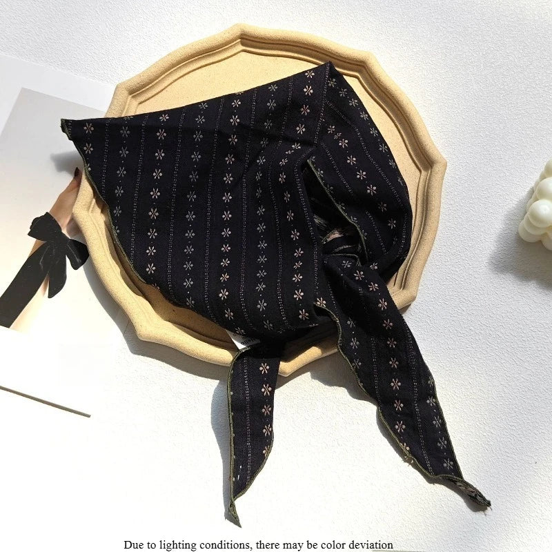 Vintage Floral Triangle Scarf – Boho Headband & Bandana Hair Scarf Headband Axl black-1pcs