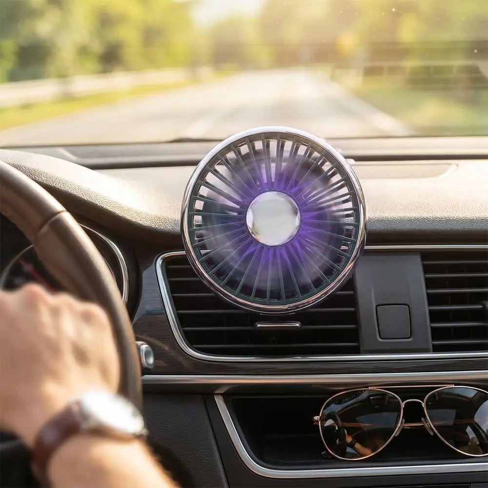 USB Clip-On Car Vent Fan – 360° Rotatable LED Mini Fan Car Vent Fan Axl
