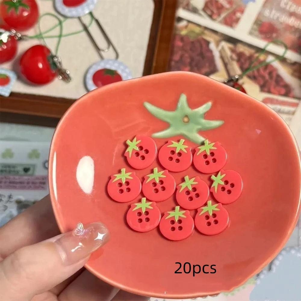 20 Pcs Cartoon Tomato Plastic Buttons for Kids Clothing & Sewing Sewing Buttons Axl A