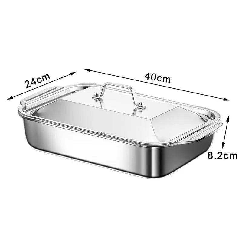 Stainless Steel Baking Pan with Lid | Oven Safe Roasting Dish Baking Pan Axl L With lid