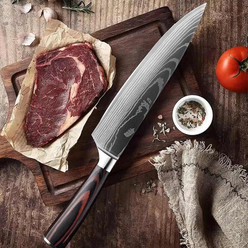 InLeung Damascus Chef's Knife – Sharp Stainless Steel Kitchen Knife Damascus Chef Knife Axl
