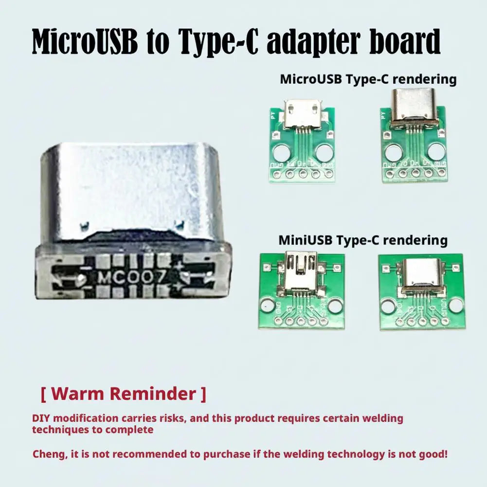 5-Pack MC007 Type-C Female Connector – MicroUSB MiniUSB Adapter USB-C Connector Axl