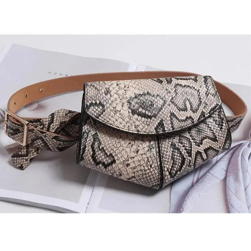 Women's Mini Snake Print Waist Bag – Faux Leather Belt Saddle Bag Belt Bag Axl 2