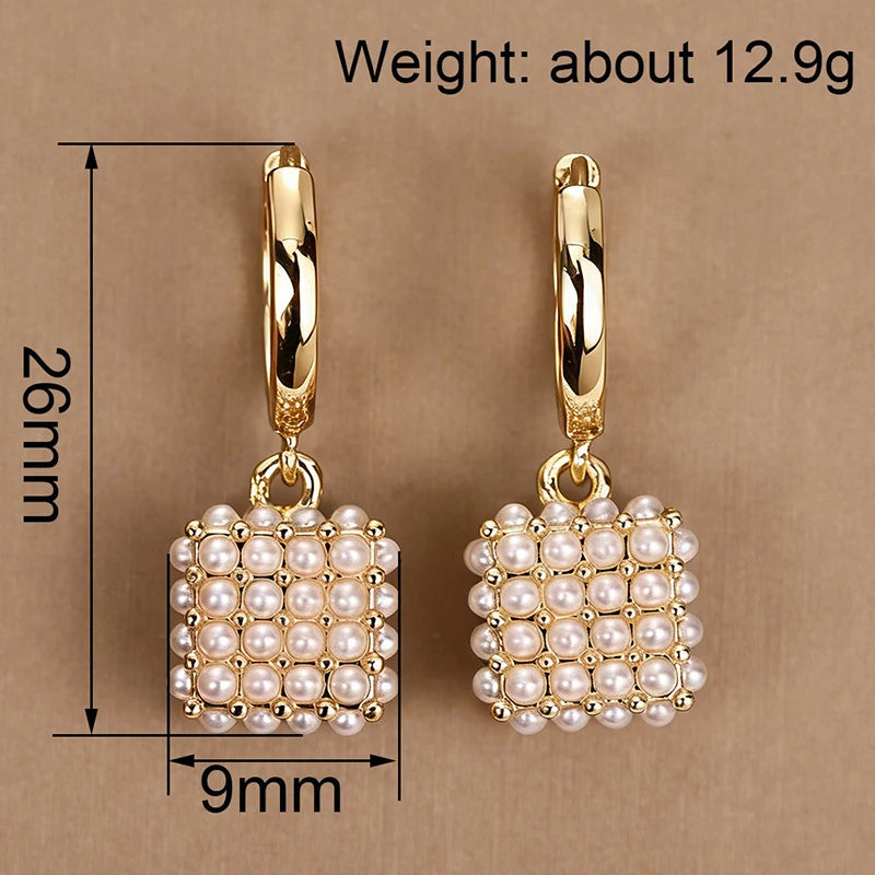 Huitan Imitation Pearl Drop Earrings – Elegant Women's Jewelry Pearl Drop Earrings Axl