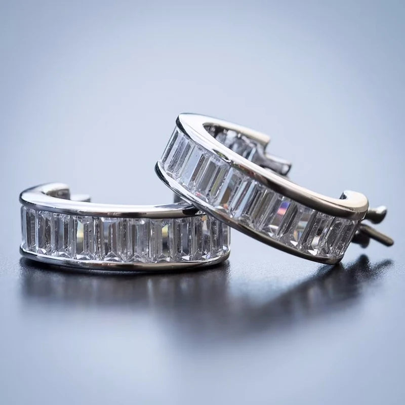 Huitan CZ Hoop Earrings – Silver & Gold Unisex Circle Hoops Hoop Earrings Axl