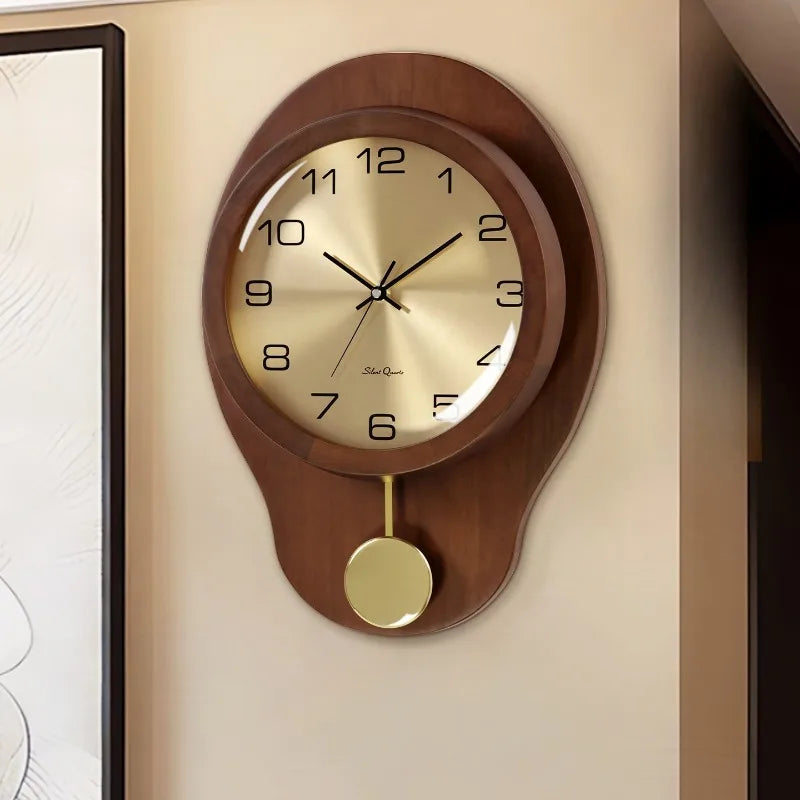 Modern Wood Pendulum Wall Clock – Silent Minimalist Decor Pendulum Wall Clock Axl