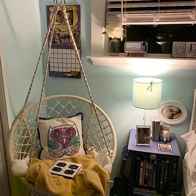 Rope Swing Hanging Chair – Polyester & Nylon | Bedroom & Patio Hanging Swing Chair Axl