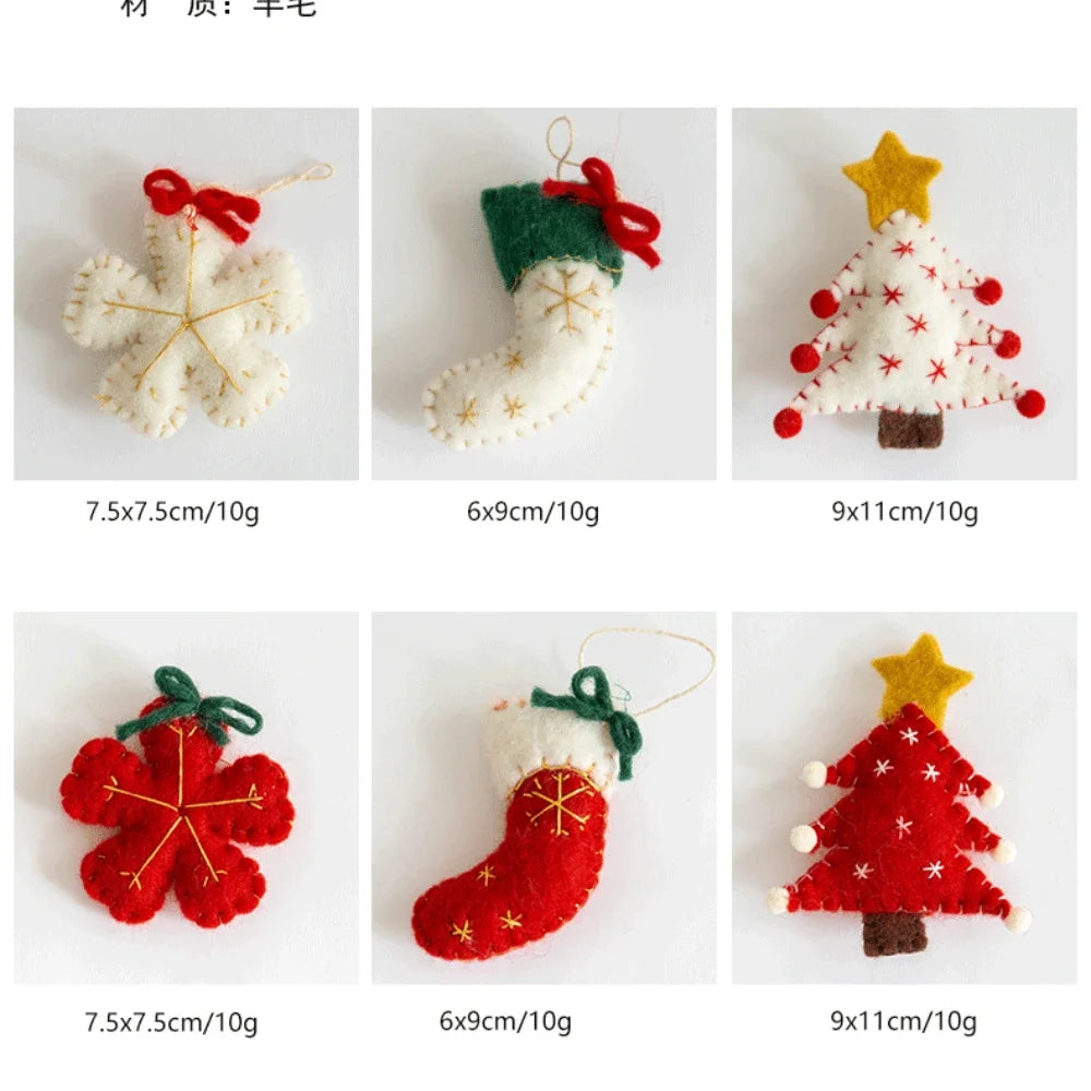 Wool Felt Christmas Ornaments – Snowmen, Tree & Wreath Décor Christmas Ornaments Axl