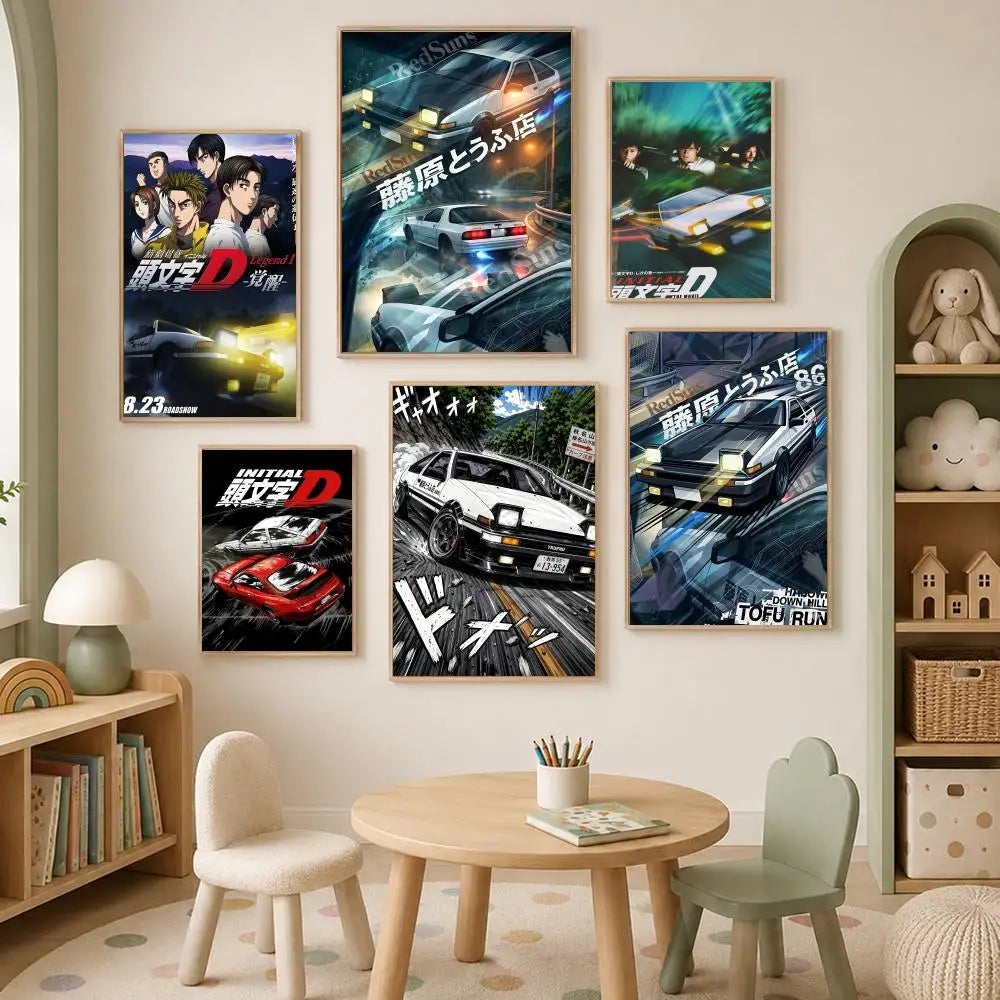 Initial D Anime Self-Stick HD PVC Wall Poster | Waterproof Decor Anime Wall Poster Axl