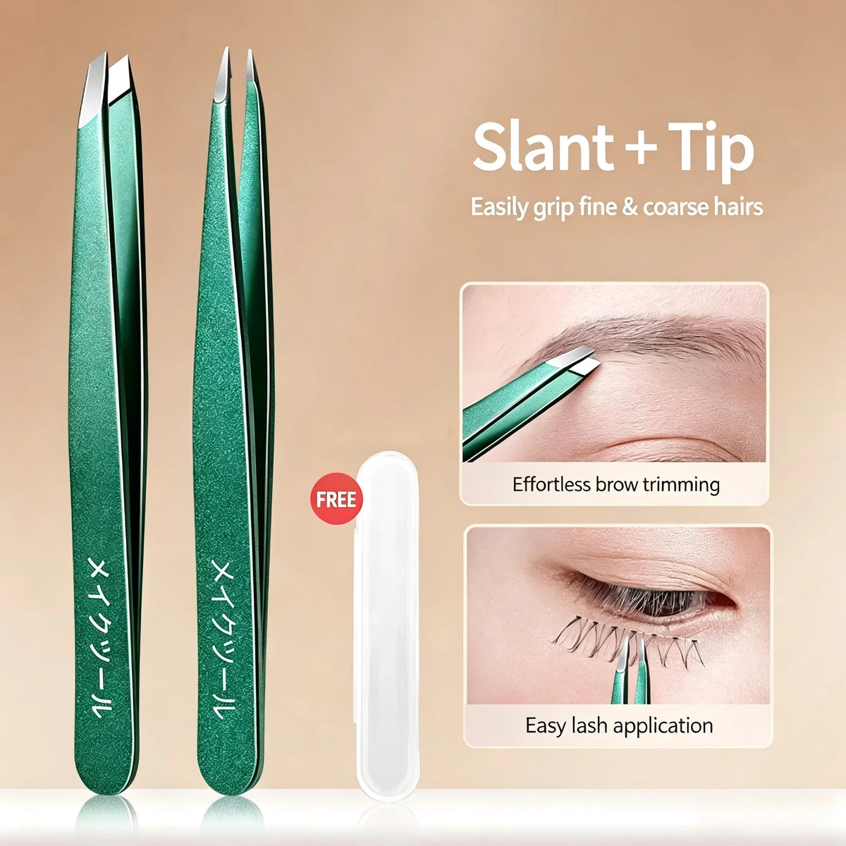 Professional Eyebrow Tweezers Set – Slant & Pointed Tip + Case Eyebrow Tweezers Set Axl 2pcs-B