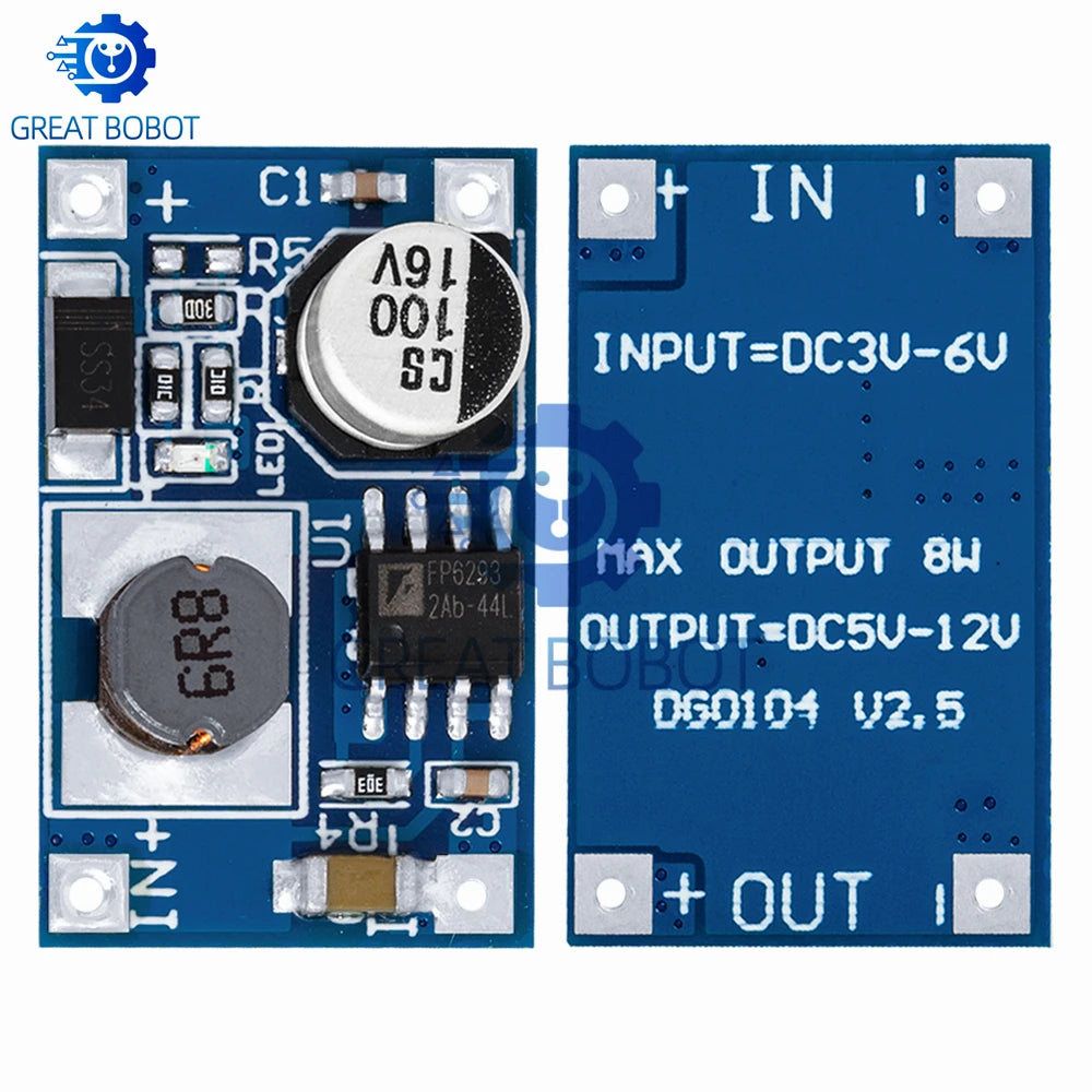 8W DC-DC Boost Converter 3V–6V to 12V 3A USB Power Module Boost Converter Module Axl