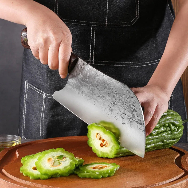 InLeung Forged Stainless Steel Kitchen Cleaver – Wooden Handle Kitchen Cleaver Knife Axl