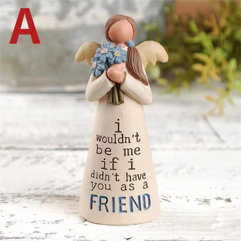 Resin Angel Friendship Figurine – Sister & Friend Gift Decor Decorative Figurine Axl A