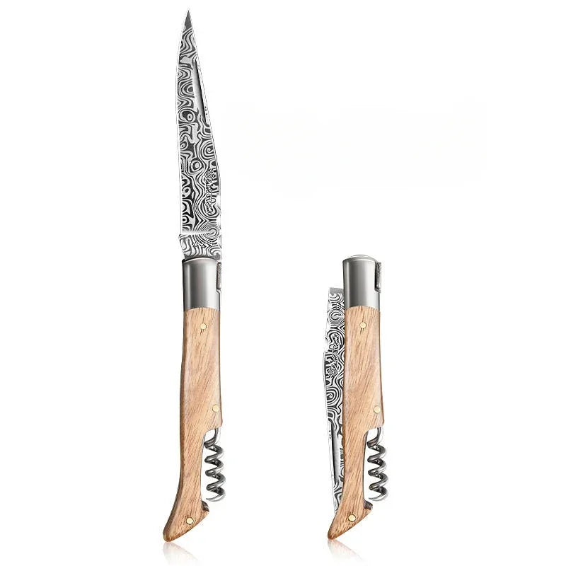 PLYS Damascus Folding Pocket Knife – Sharp Stainless Steel Folding Pocket Knife Axl Light Yellow