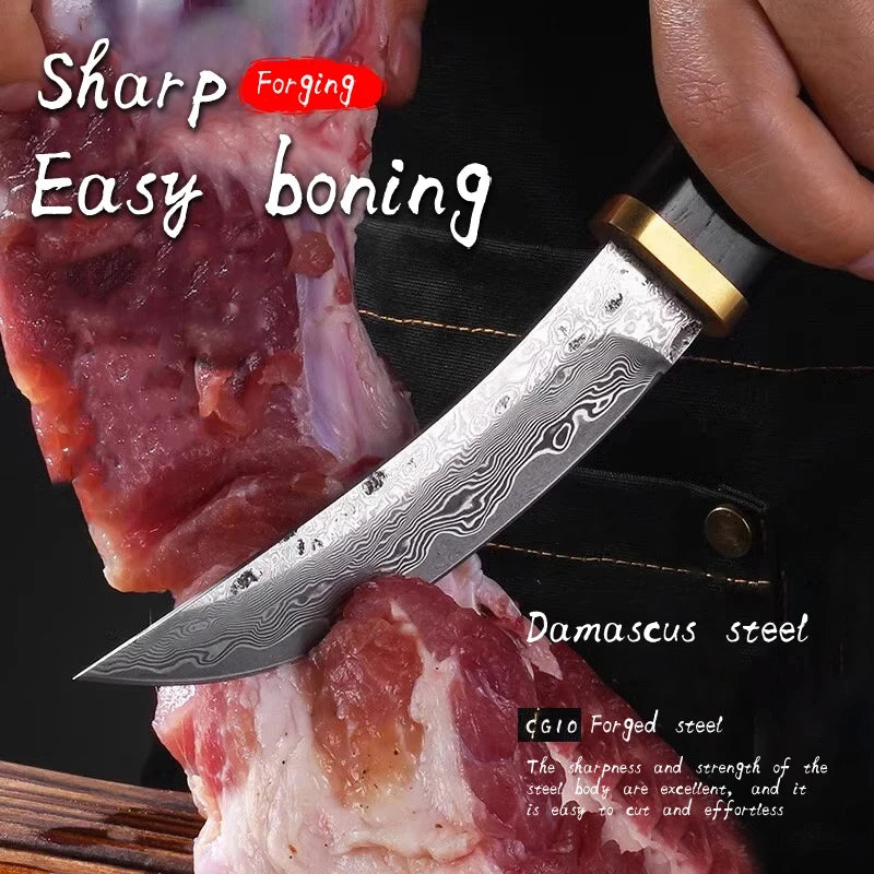 PLYS Damascus Steel Fixed Blade Knife – Wood Handle, 19.7cm Fixed Blade Knife Axl
