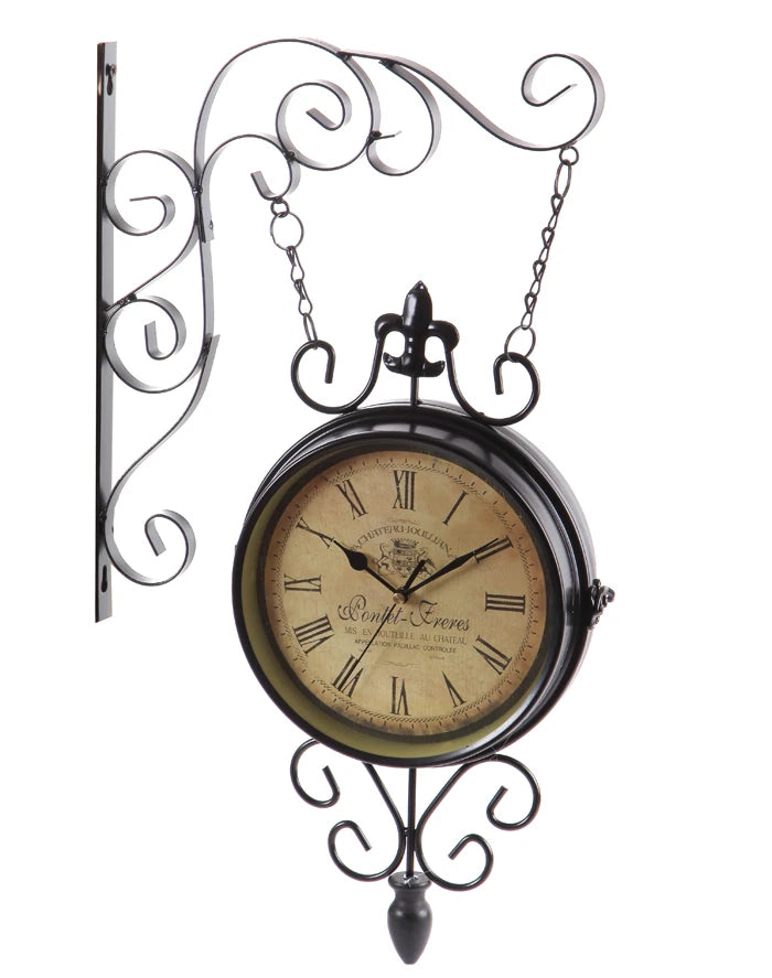 Nordic Retro Silent Wall Clock – Black Iron Shabby Chic 54x33cm Silent Wall Clock Axl B 33X54CM