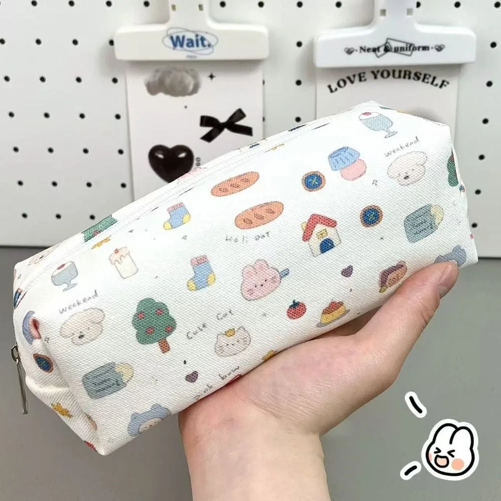 Cute Bow Pencil Case – Large Canvas Cat & Dog Pen Bag Pencil Case Axl