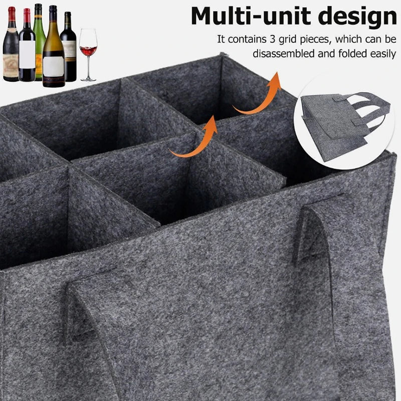 Foldable 6-Bottle Wine Carrier Bag – Waterproof Travel Tote Wine Bottle Carrier Axl