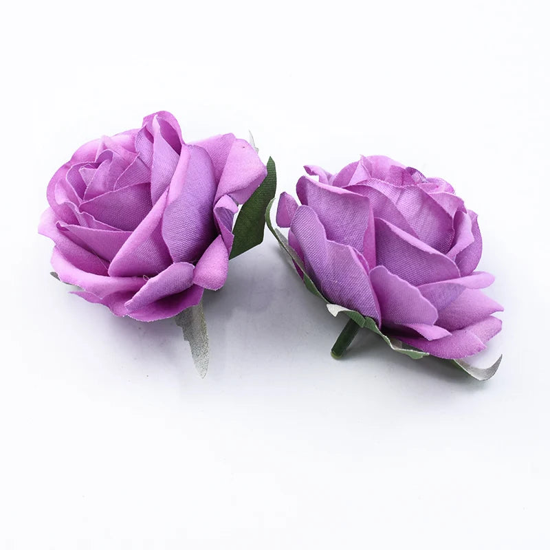 Artificial Silk Rose Heads 5 or 10 Pcs – DIY Wedding Decor Artificial Silk Flowers Axl PURPLE 5 PCS