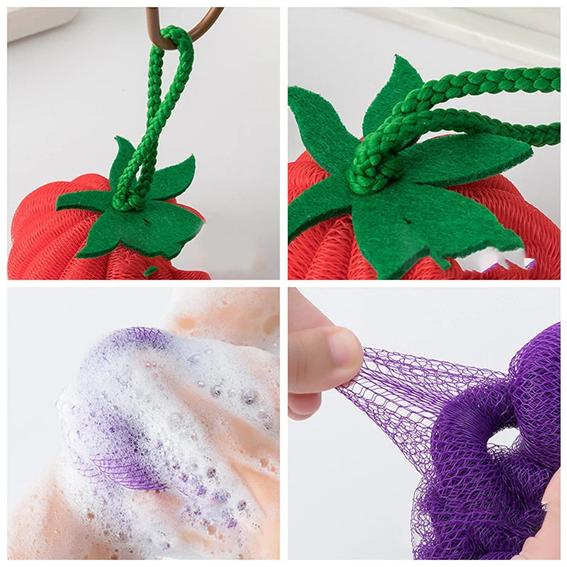 Fruit & Veggie Bath Sponge – Soft Non-Shedding Bubble Ball Bath Sponge Axl